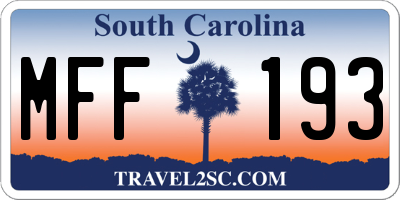SC license plate MFF193