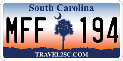 SC license plate MFF194