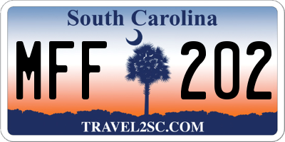 SC license plate MFF202
