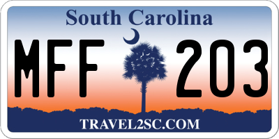 SC license plate MFF203