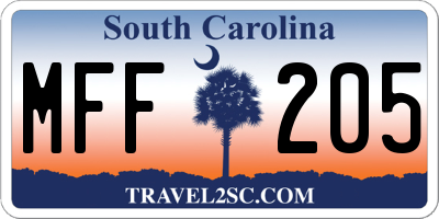 SC license plate MFF205