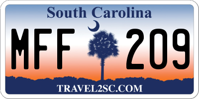 SC license plate MFF209