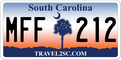 SC license plate MFF212
