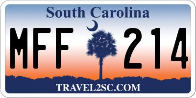 SC license plate MFF214