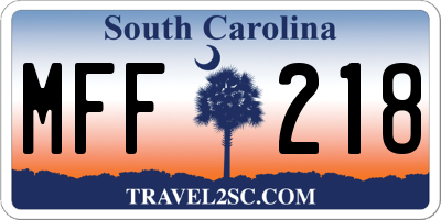 SC license plate MFF218