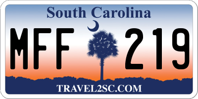 SC license plate MFF219