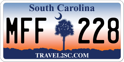 SC license plate MFF228