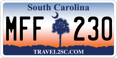 SC license plate MFF230