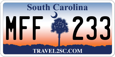 SC license plate MFF233