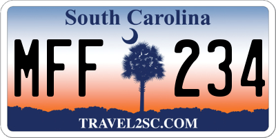 SC license plate MFF234