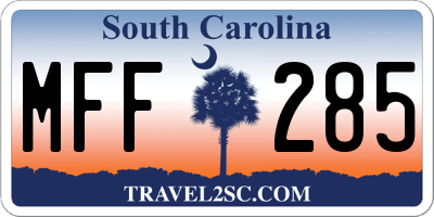 SC license plate MFF285