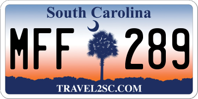 SC license plate MFF289