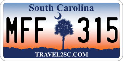 SC license plate MFF315
