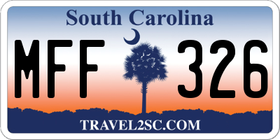 SC license plate MFF326