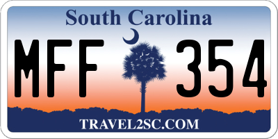 SC license plate MFF354