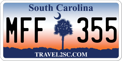 SC license plate MFF355