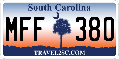 SC license plate MFF380