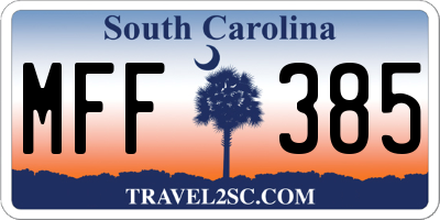 SC license plate MFF385