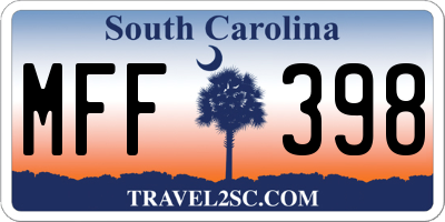 SC license plate MFF398