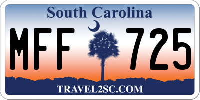 SC license plate MFF725