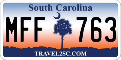 SC license plate MFF763
