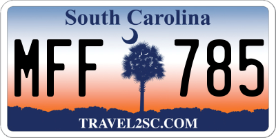 SC license plate MFF785
