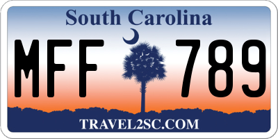 SC license plate MFF789