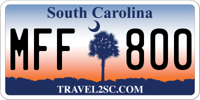 SC license plate MFF800
