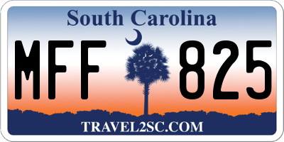 SC license plate MFF825