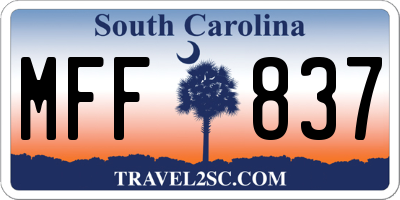 SC license plate MFF837