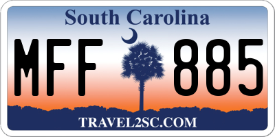 SC license plate MFF885