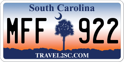 SC license plate MFF922