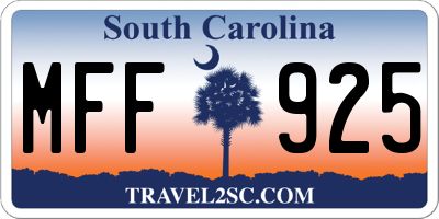 SC license plate MFF925