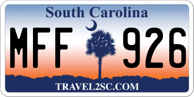 SC license plate MFF926