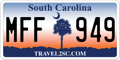 SC license plate MFF949