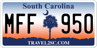 SC license plate MFF950