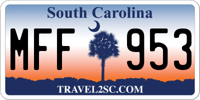 SC license plate MFF953