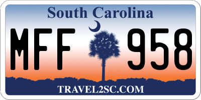 SC license plate MFF958