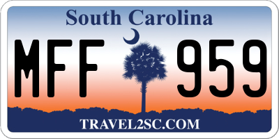 SC license plate MFF959