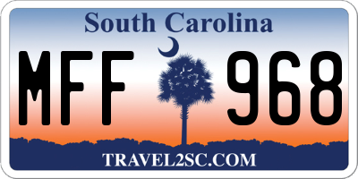 SC license plate MFF968