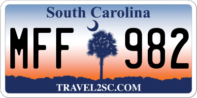 SC license plate MFF982