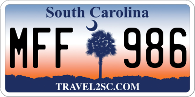 SC license plate MFF986
