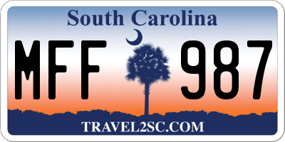 SC license plate MFF987