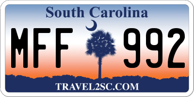 SC license plate MFF992