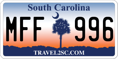 SC license plate MFF996