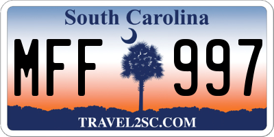 SC license plate MFF997