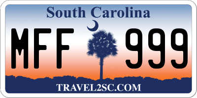 SC license plate MFF999