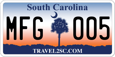 SC license plate MFG005