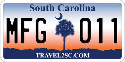 SC license plate MFG011