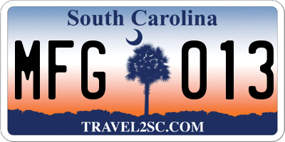 SC license plate MFG013